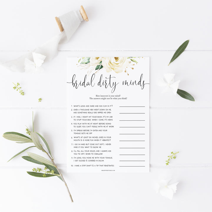 dirty minds game, Printable bachelorette games, floral bachelorette, floral hen party games, fun hen party games, bachelorette game ideas, floral adult party games, naughty hen games, naughty bachelorette games