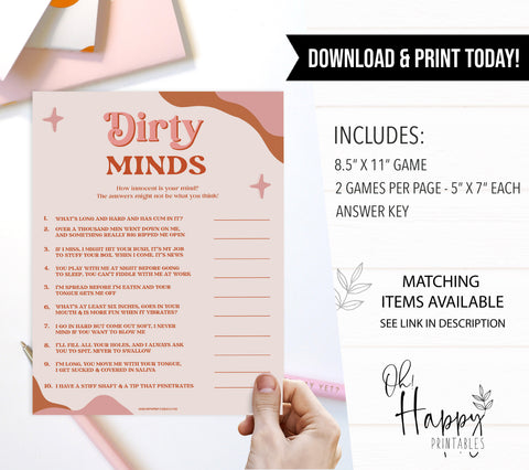 dirty minds game, 70s retro bridal shower, retro bridal shower games, modern 70s bridal collection, 70s bridal shower, printable bridal games