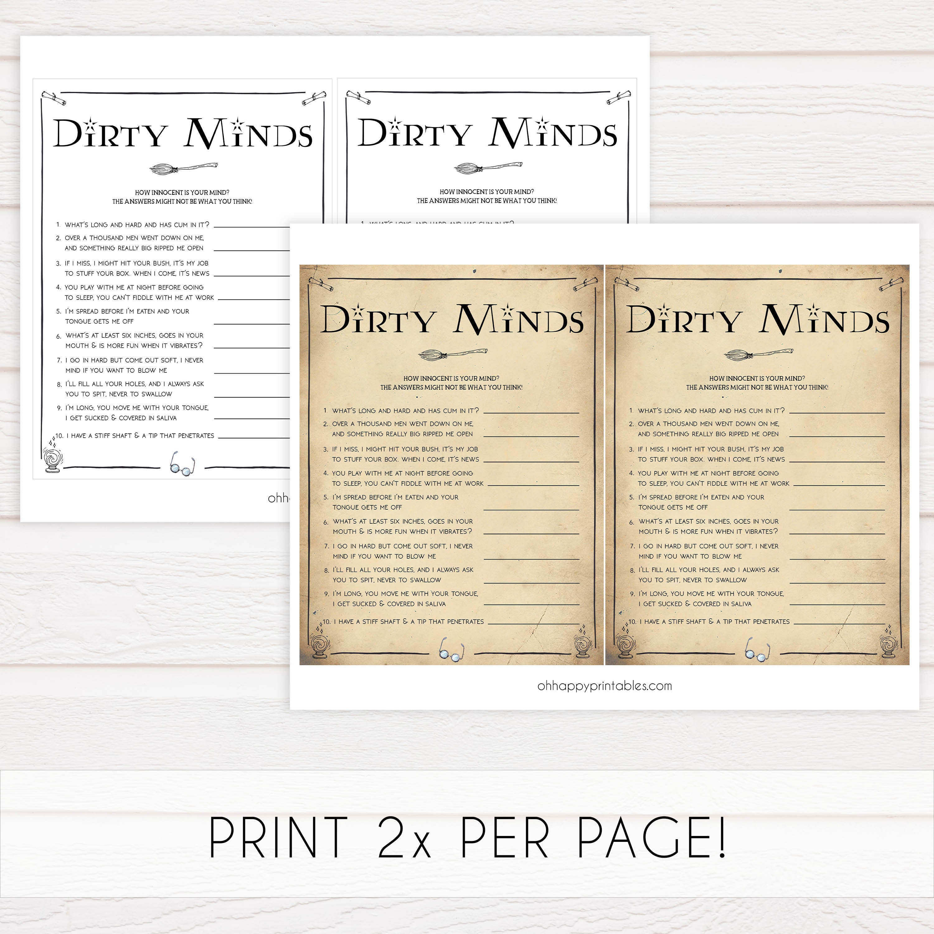 bridal dirty minds game, dirty minds game, Printable bachelorette games, Harry Potter bachelorette, Harry Potter hen party games, fun hen party games, bachelorette game ideas, Harry Potter adult party games, naughty hen games, naughty bachelorette games
