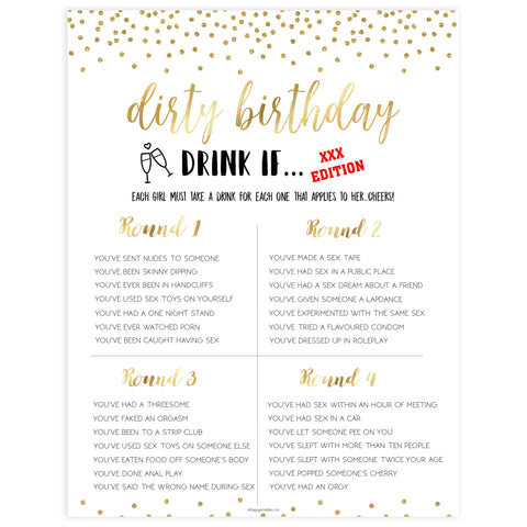adult birthday drink if game, printable birthday games, gold glitter birthday games, fun birthday games, adult birthday games, top birthday games, 30th birthday 