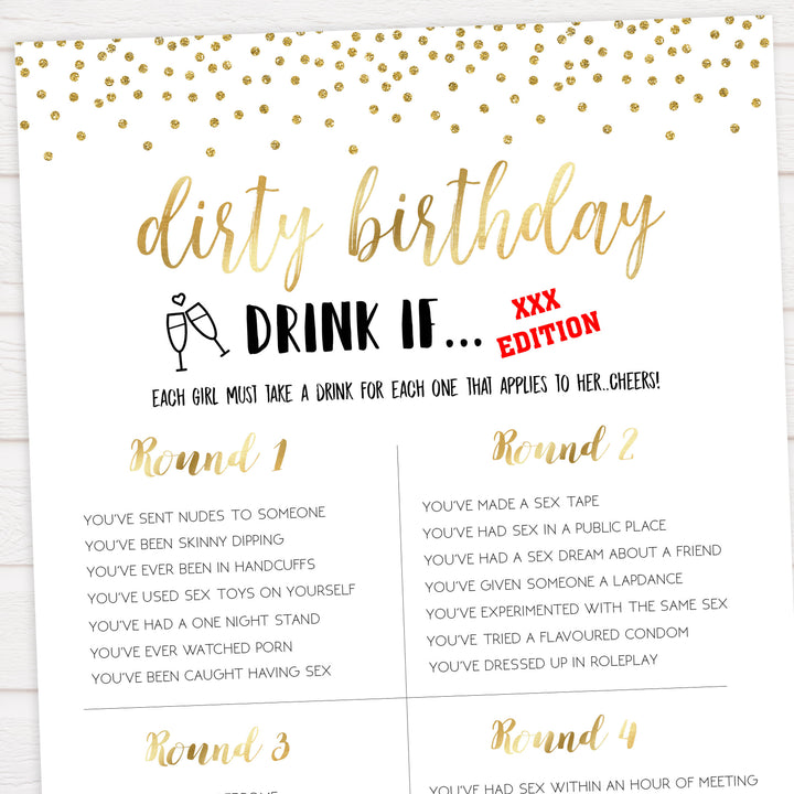 adult birthday drink if game, printable birthday games, gold glitter birthday games, fun birthday games, adult birthday games, top birthday games, 30th birthday 
