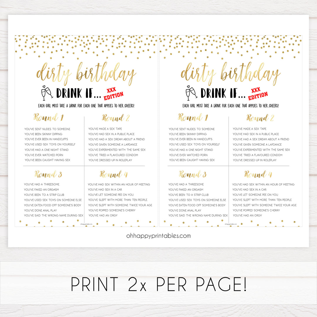 adult birthday drink if game, printable birthday games, gold glitter birthday games, fun birthday games, adult birthday games, top birthday games, 30th birthday 