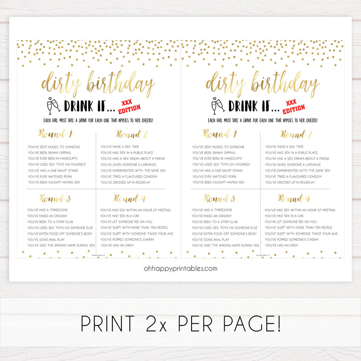 adult birthday drink if game, printable birthday games, gold glitter birthday games, fun birthday games, adult birthday games, top birthday games, 30th birthday 