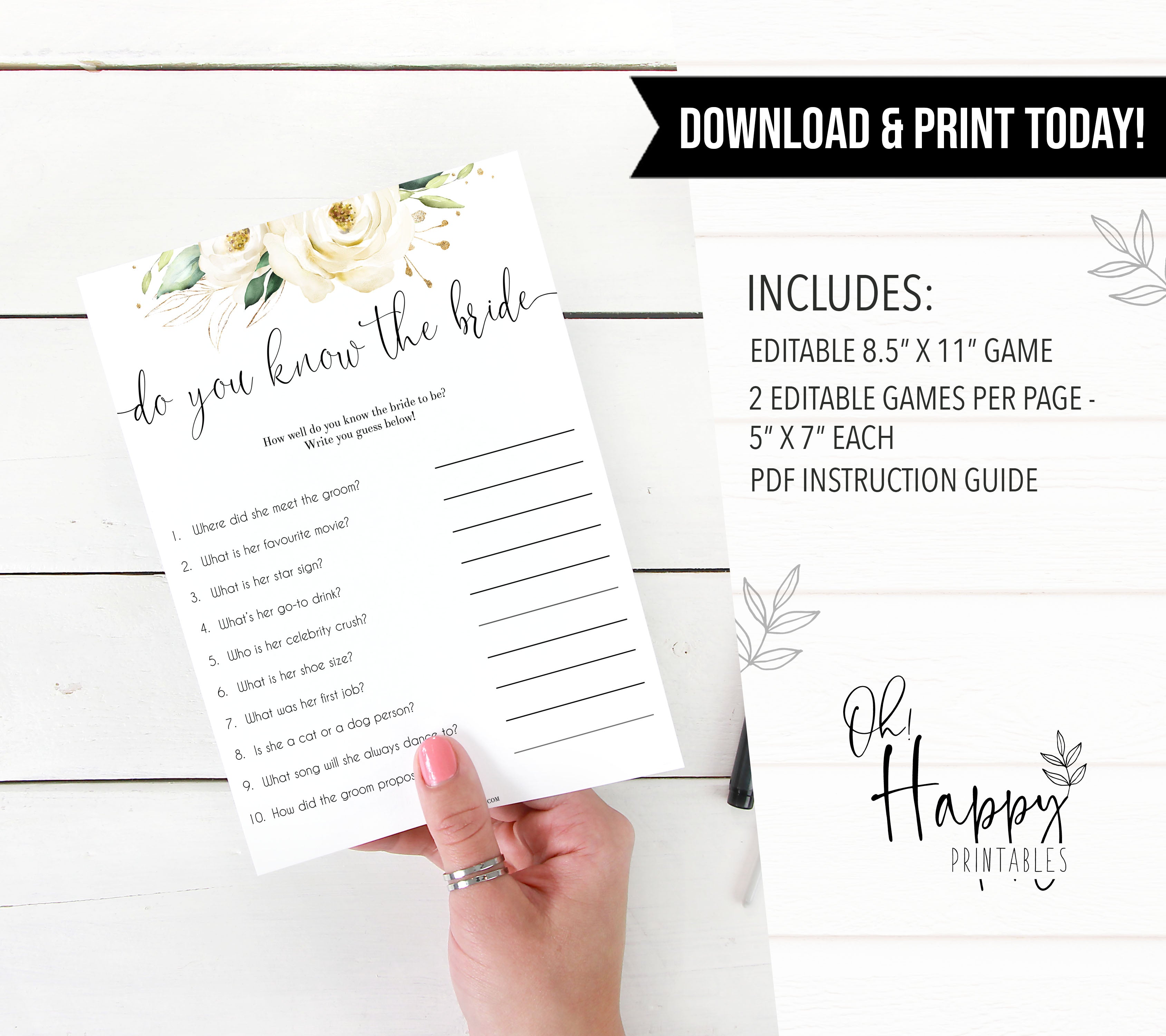do you know the bride game, editable bridal shower games, Printable bridal shower games, floral bridal shower, floral bridal shower games, fun bridal shower games, bridal shower game ideas, floral bridal shower