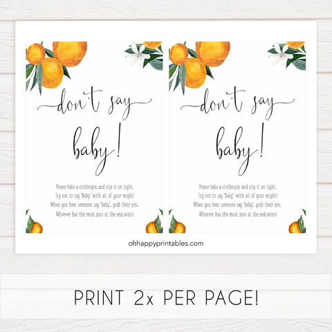 don't say baby baby shower game, Printable baby shower games, little cutie baby games, baby shower games, fun baby shower ideas, top baby shower ideas, little cutie baby shower, baby shower games, fun little cutie baby shower ideas, citrus baby shower games, citrus baby shower, orange baby shower