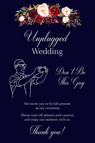 Don't Be This Guy Wedding Unplugged Sign Printable