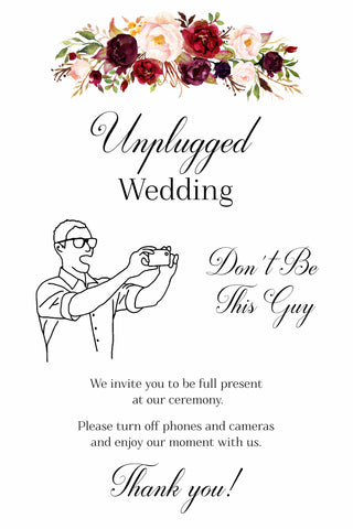 Don't Be This Guy Wedding Unplugged Sign Printable