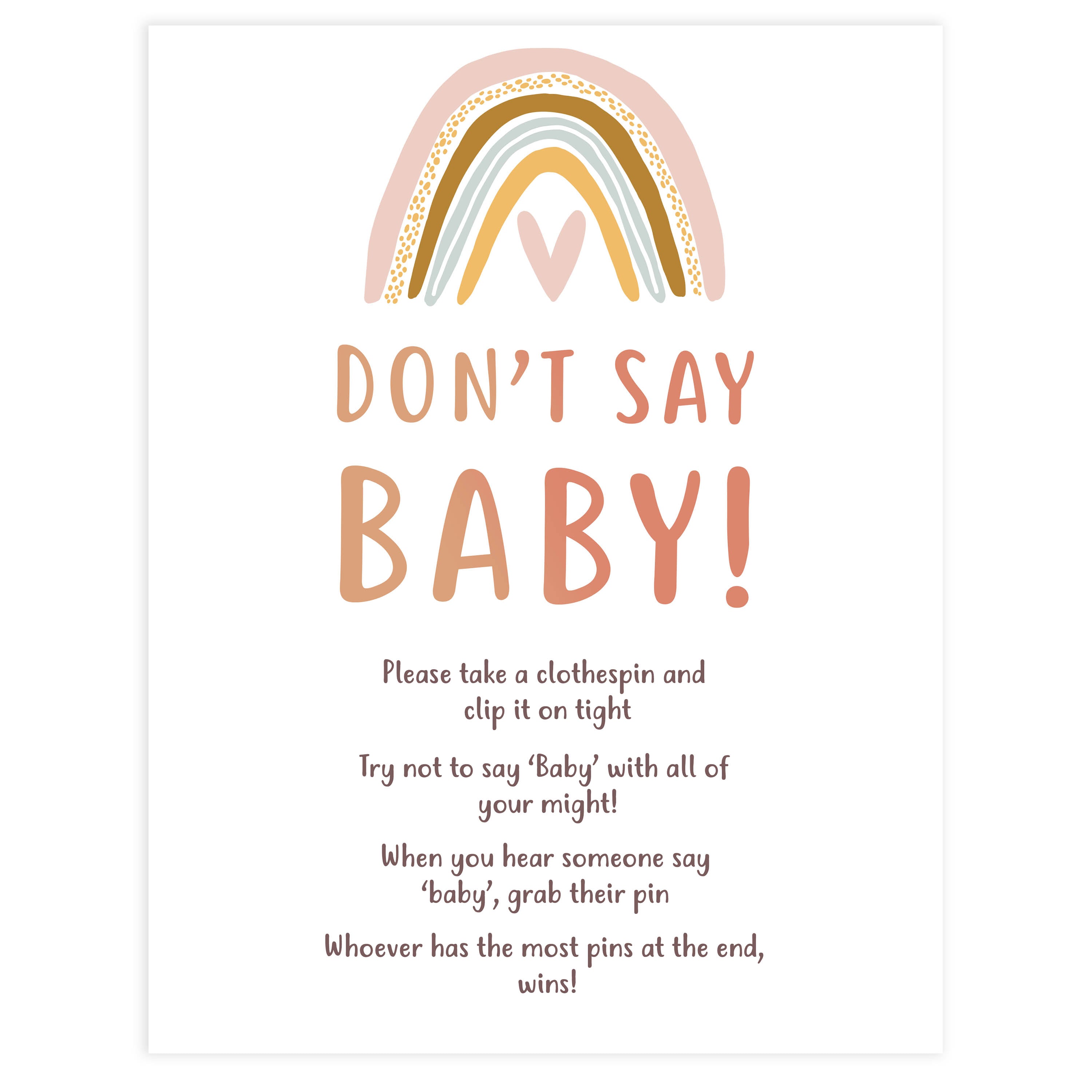 dont say baby game, Printable baby shower games, boho rainbow baby games, baby shower games, fun baby shower ideas, top baby shower ideas, boho rainbow baby shower, baby shower games, fun boho rainbow baby shower ideas