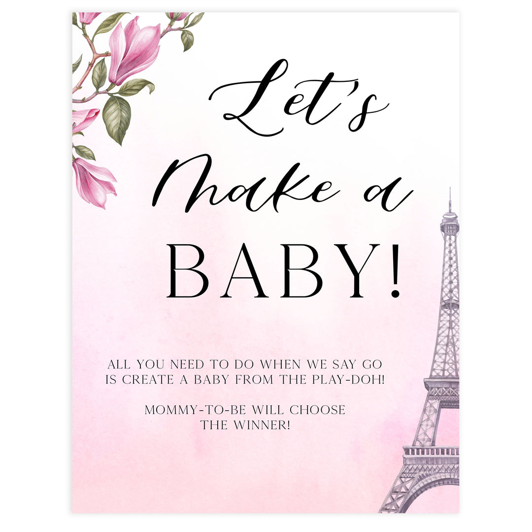 lets make a baby game, Paris baby shower games, printable baby shower games, Parisian baby shower games, fun baby shower games