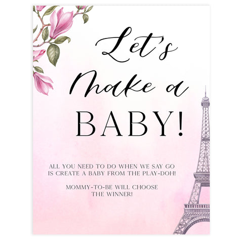 lets make a baby game, Paris baby shower games, printable baby shower games, Parisian baby shower games, fun baby shower games