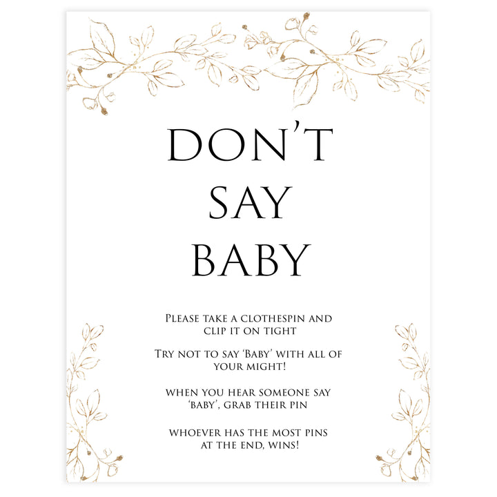 dont say baby game, Printable baby shower games, gold leaf baby games, baby shower games, fun baby shower ideas, top baby shower ideas, gold leaf baby shower, baby shower games, fun gold leaf baby shower ideas
