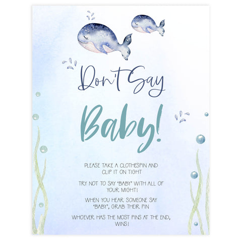 dont say baby game, Printable baby shower games, whale baby games, baby shower games, fun baby shower ideas, top baby shower ideas, whale baby shower, baby shower games, fun whale baby shower ideas
