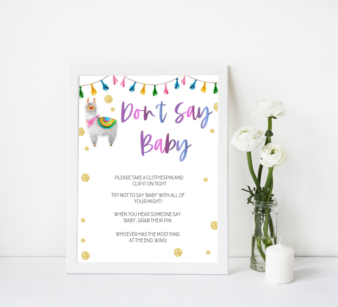 dont say baby game, Printable baby shower games, llama fiesta fun baby games, baby shower games, fun baby shower ideas, top baby shower ideas, Llama fiesta shower baby shower, fiesta baby shower ideas