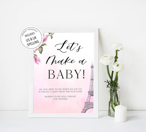 lets make a baby game, Paris baby shower games, printable baby shower games, Parisian baby shower games, fun baby shower games
