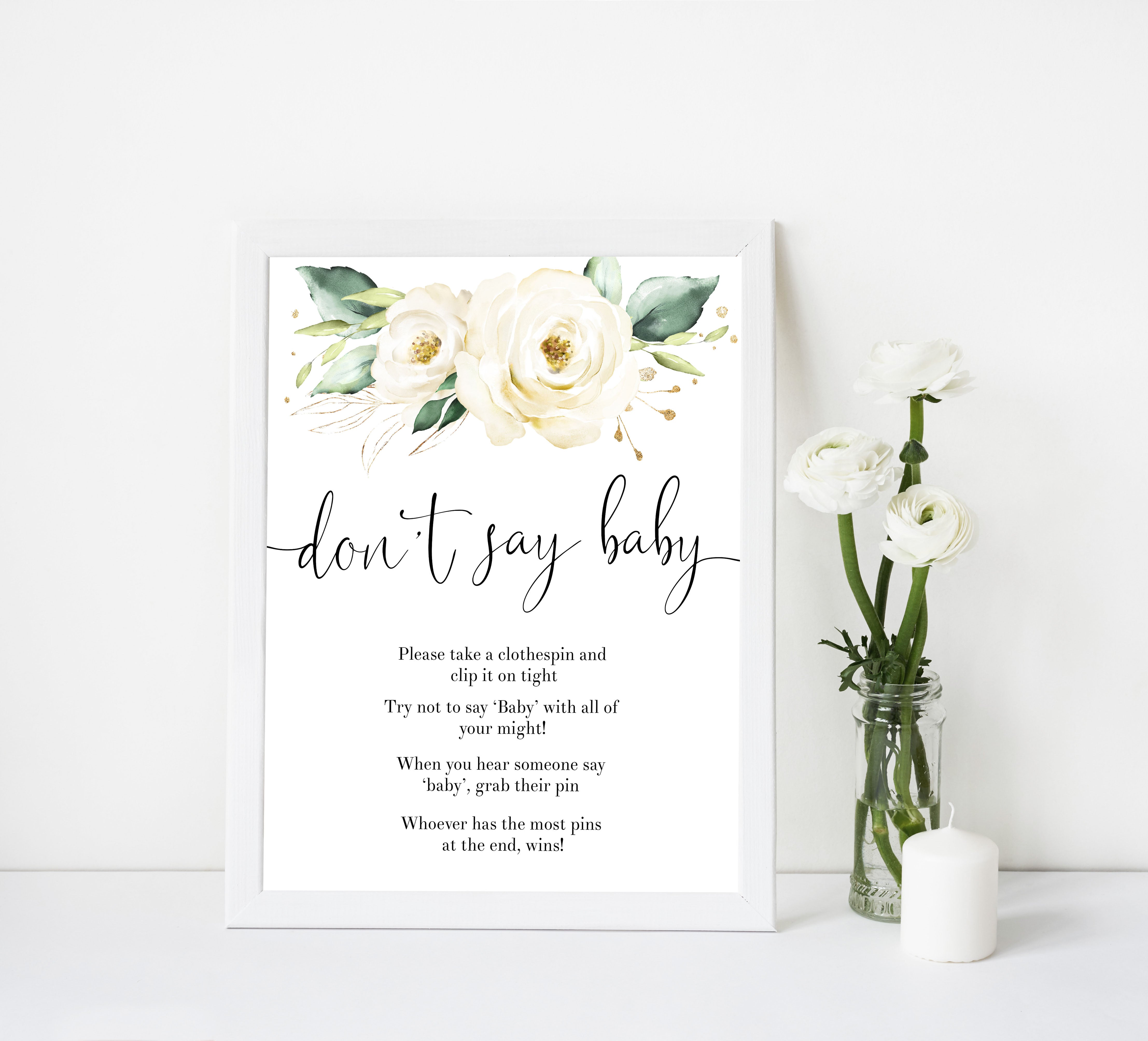 dont say baby game, Printable baby shower games, shite floral baby games, baby shower games, fun baby shower ideas, top baby shower ideas, floral baby shower, baby shower games, fun floral baby shower ideas