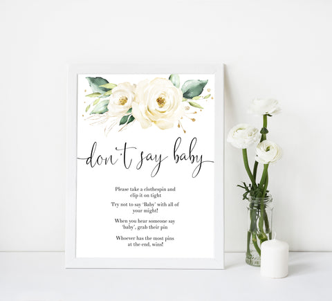 dont say baby game, Printable baby shower games, shite floral baby games, baby shower games, fun baby shower ideas, top baby shower ideas, floral baby shower, baby shower games, fun floral baby shower ideas