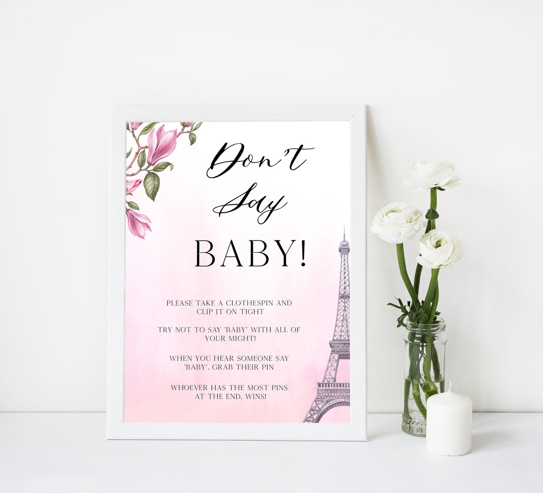 dont say baby game, Paris baby shower games, printable baby shower games, Parisian baby shower games, fun baby shower games