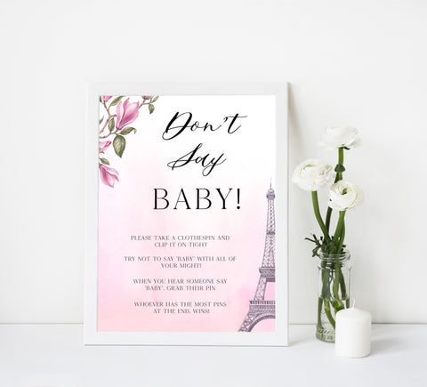 dont say baby game, Paris baby shower games, printable baby shower games, Parisian baby shower games, fun baby shower games