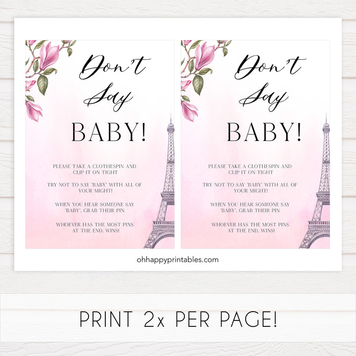 dont say baby game, Paris baby shower games, printable baby shower games, Parisian baby shower games, fun baby shower games