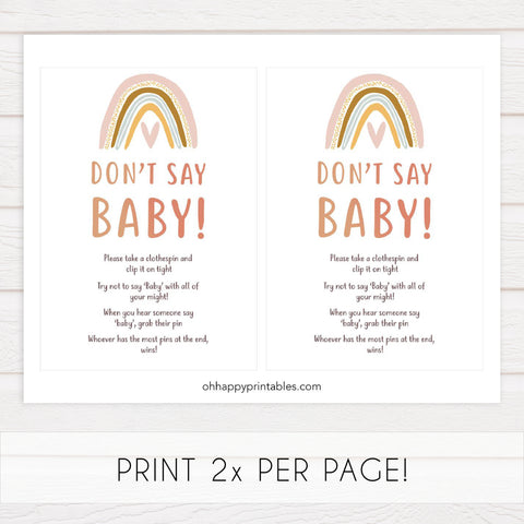 dont say baby game, Printable baby shower games, boho rainbow baby games, baby shower games, fun baby shower ideas, top baby shower ideas, boho rainbow baby shower, baby shower games, fun boho rainbow baby shower ideas