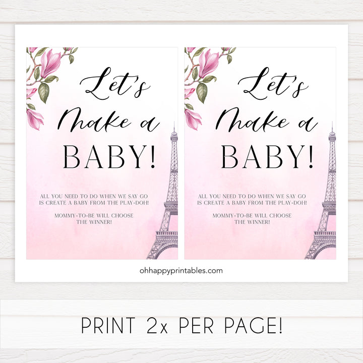 lets make a baby game, Paris baby shower games, printable baby shower games, Parisian baby shower games, fun baby shower games