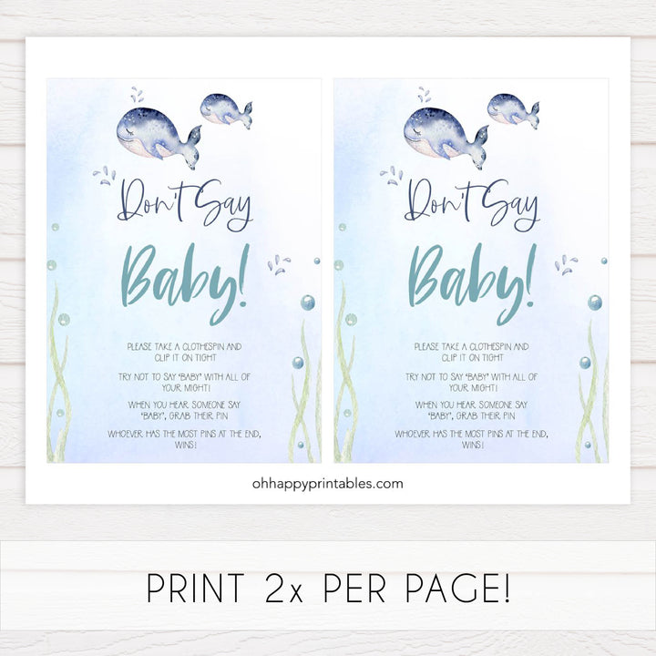 dont say baby game, Printable baby shower games, whale baby games, baby shower games, fun baby shower ideas, top baby shower ideas, whale baby shower, baby shower games, fun whale baby shower ideas