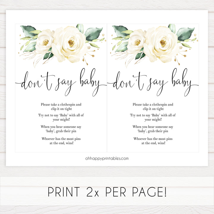 dont say baby game, Printable baby shower games, shite floral baby games, baby shower games, fun baby shower ideas, top baby shower ideas, floral baby shower, baby shower games, fun floral baby shower ideas