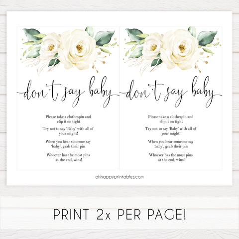 dont say baby game, Printable baby shower games, shite floral baby games, baby shower games, fun baby shower ideas, top baby shower ideas, floral baby shower, baby shower games, fun floral baby shower ideas