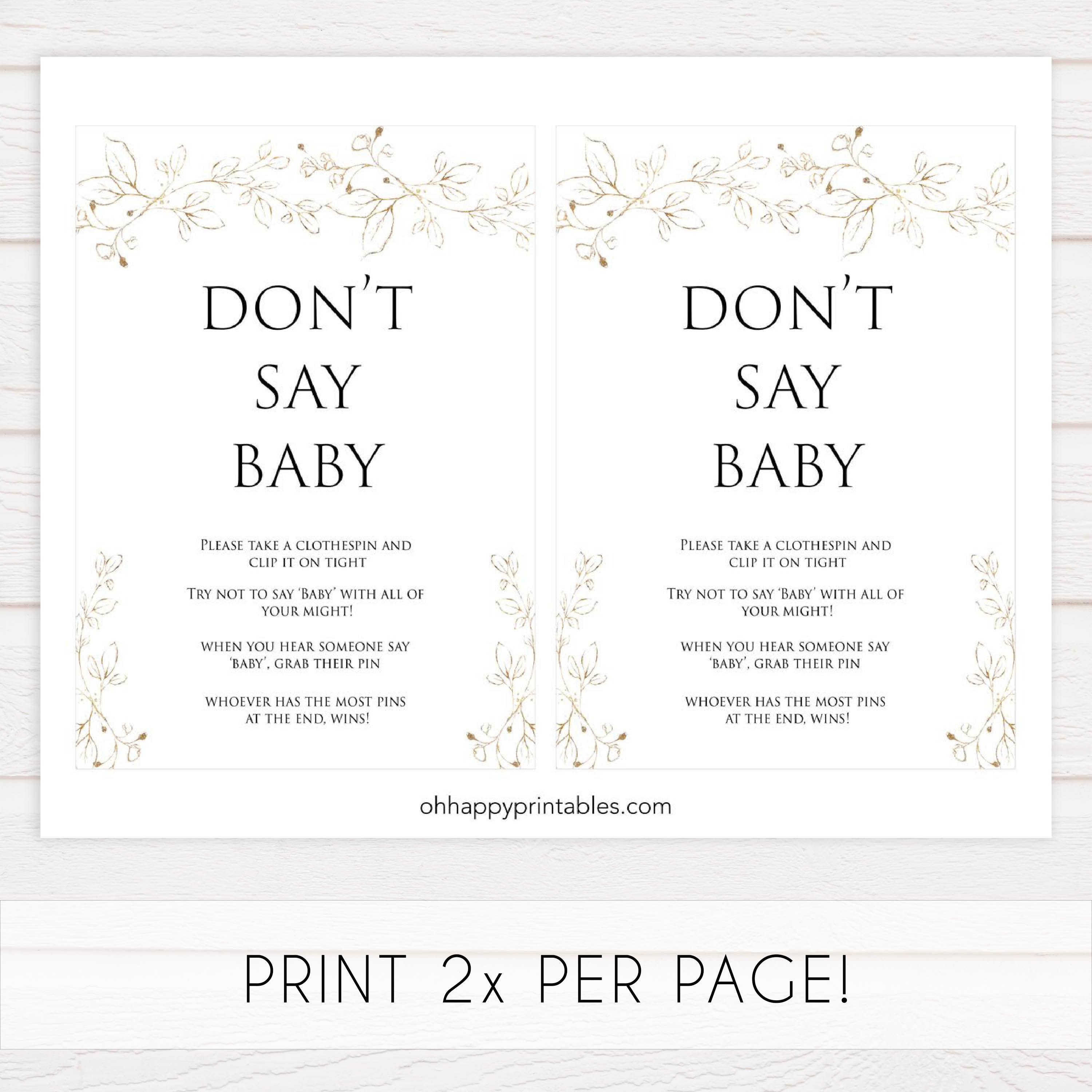 dont say baby game, Printable baby shower games, gold leaf baby games, baby shower games, fun baby shower ideas, top baby shower ideas, gold leaf baby shower, baby shower games, fun gold leaf baby shower ideas