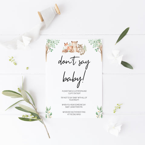 dont say baby game, Printable baby shower games, woodland animals baby games, baby shower games, fun baby shower ideas, top baby shower ideas, woodland baby shower, baby shower games, fun woodland animals baby shower ideas