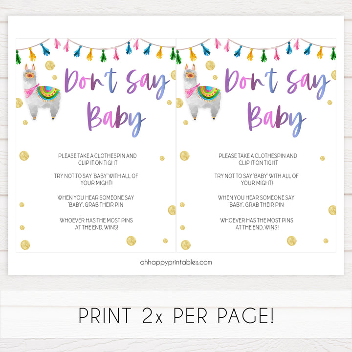dont say baby game, Printable baby shower games, llama fiesta fun baby games, baby shower games, fun baby shower ideas, top baby shower ideas, Llama fiesta shower baby shower, fiesta baby shower ideas