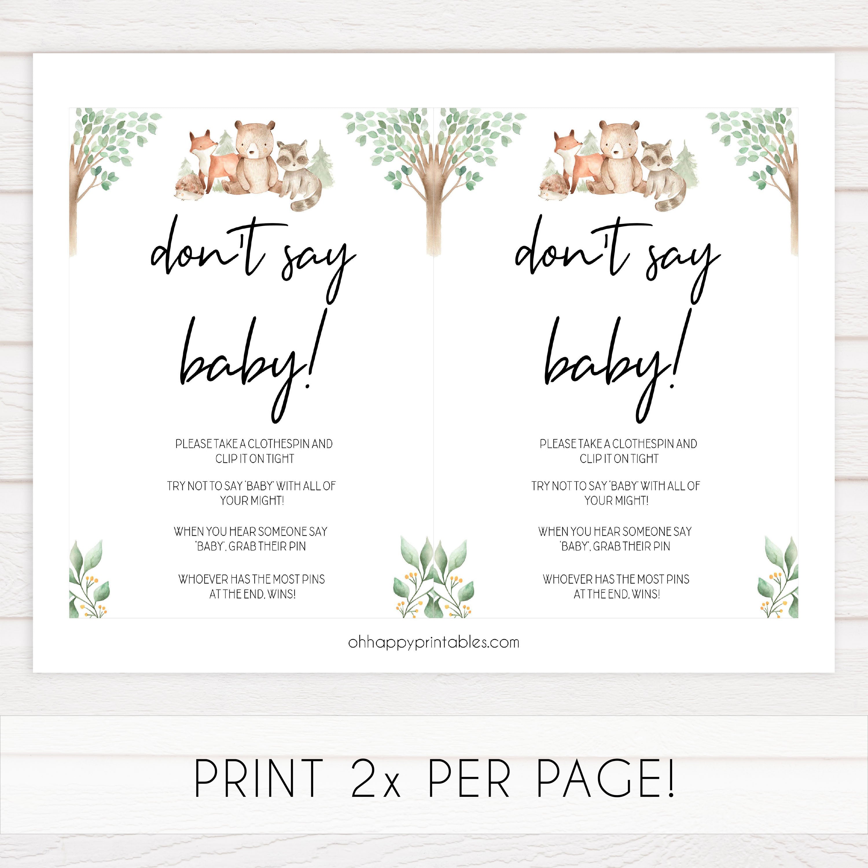 dont say baby game, Printable baby shower games, woodland animals baby games, baby shower games, fun baby shower ideas, top baby shower ideas, woodland baby shower, baby shower games, fun woodland animals baby shower ideas