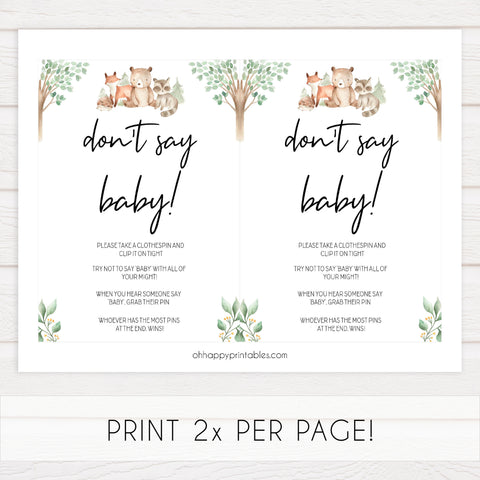 dont say baby game, Printable baby shower games, woodland animals baby games, baby shower games, fun baby shower ideas, top baby shower ideas, woodland baby shower, baby shower games, fun woodland animals baby shower ideas