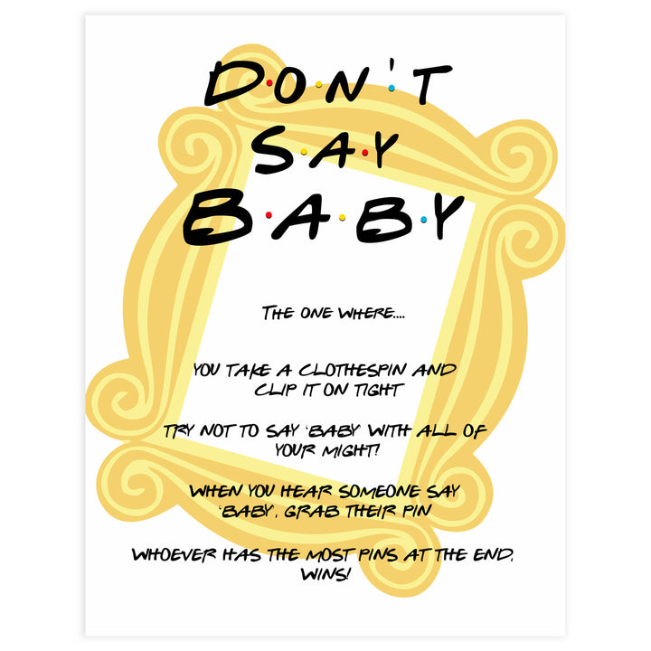 don't say baby game, Printable baby shower games, friends fun baby games, baby shower games, fun baby shower ideas, top baby shower ideas, friends baby shower, friends baby shower ideas