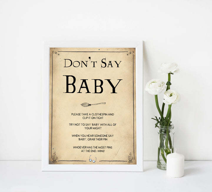 dont't say baby game Wizard baby shower games, printable baby shower games, Harry Potter baby games, Harry Potter baby shower, fun baby shower games,  fun baby ideas