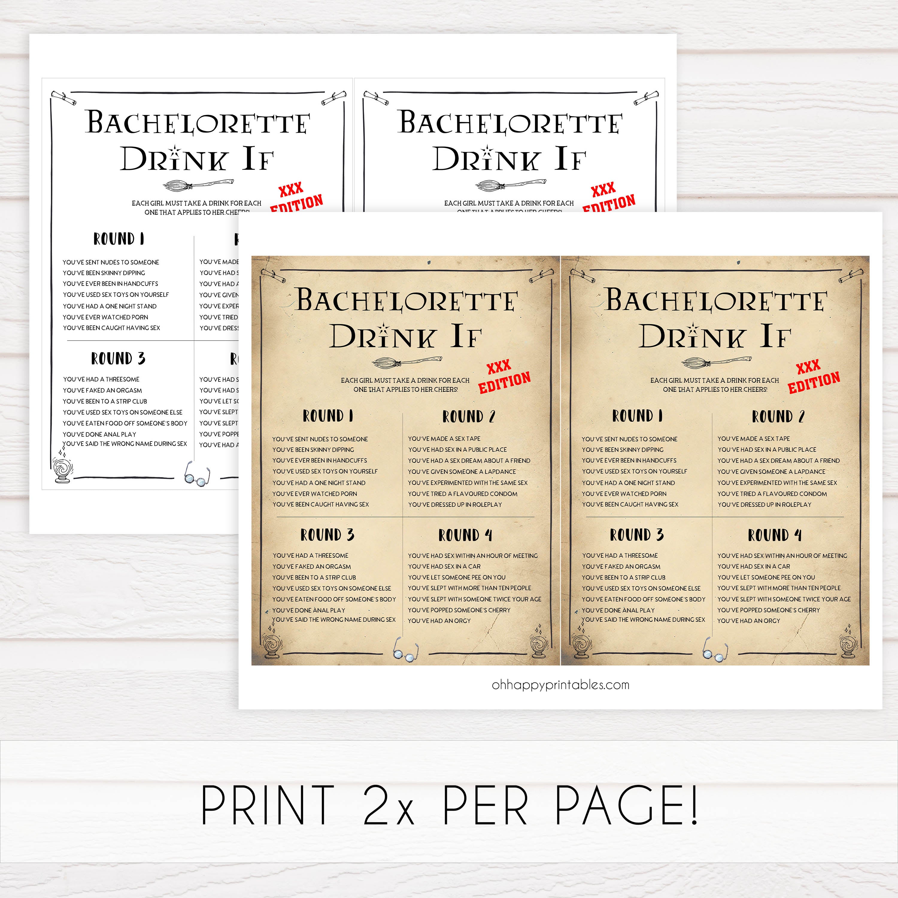adult drink if game, naughty drink if game,  Printable bachelorette games, Harry Potter bachelorette, Harry Potter hen party games, fun hen party games, bachelorette game ideas, Harry Potter adult party games, naughty hen games, naughty bachelorette games