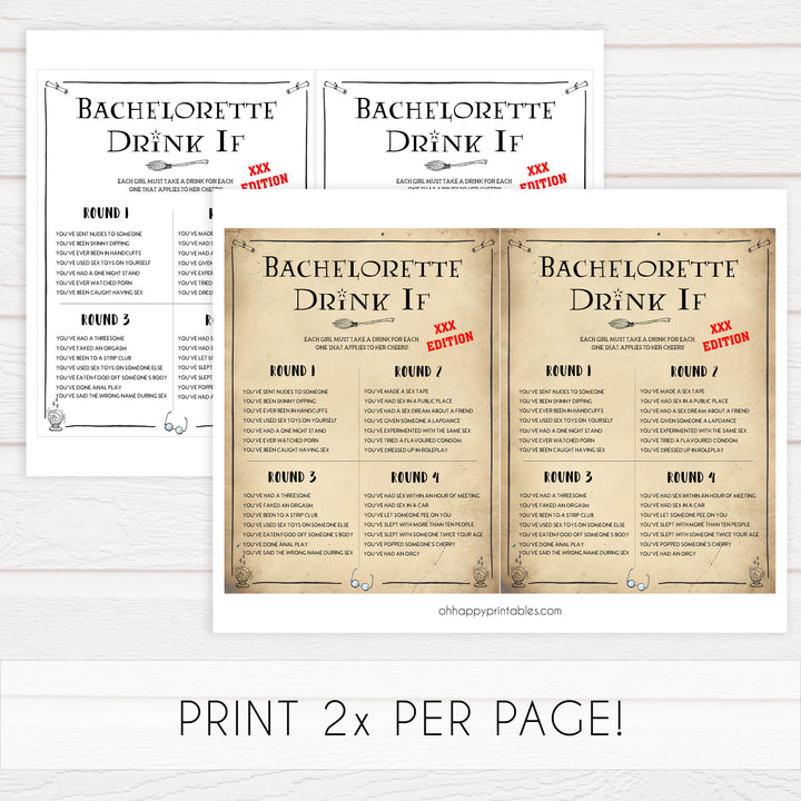 adult drink if game, naughty drink if game,  Printable bachelorette games, Harry Potter bachelorette, Harry Potter hen party games, fun hen party games, bachelorette game ideas, Harry Potter adult party games, naughty hen games, naughty bachelorette games