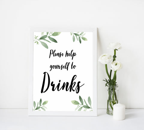 Drinks baby shower signs, printable baby shower signs, botanical baby shower decor, floral baby table signs