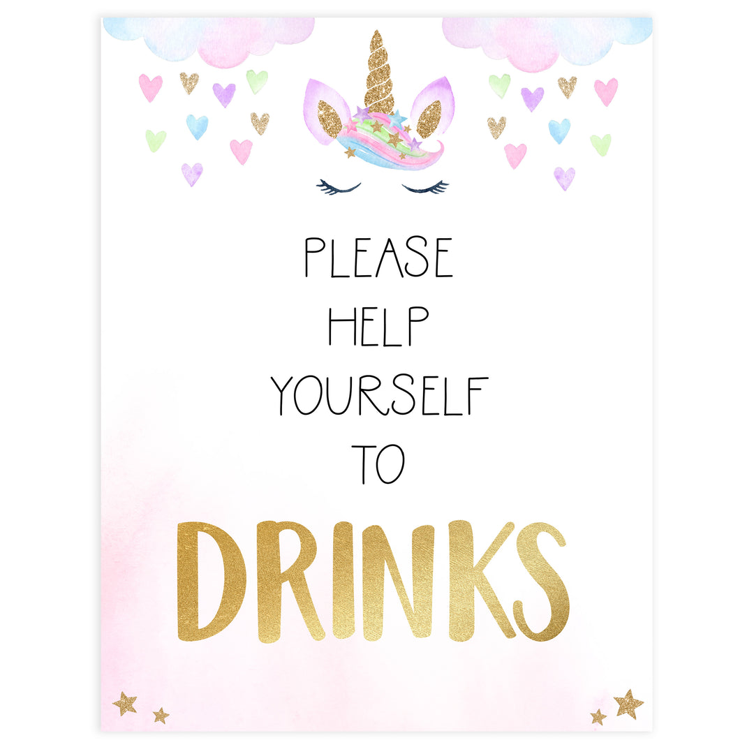 drinks baby table decor, Unicorn baby decor, printable baby table signs, printable baby decor, baby adventure table signs, fun baby signs, baby unicorn fun baby table signs