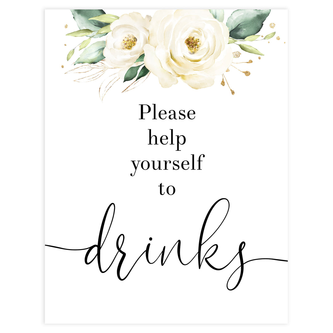 drinks baby shower table signs, White floral baby decor, printable baby table signs, printable baby decor, baby safari animals table signs, fun baby signs, baby safari animals fun baby table signs