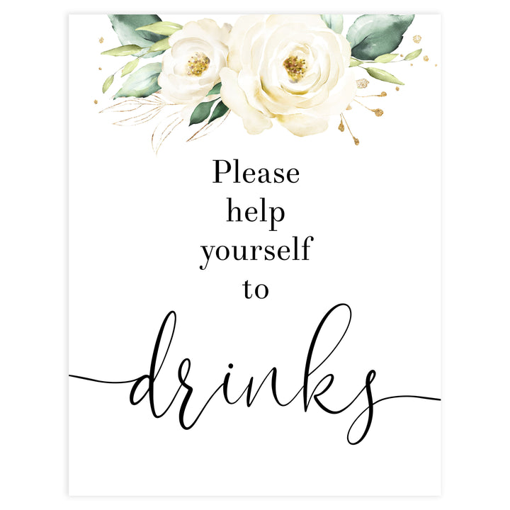 drinks baby shower table signs, White floral baby decor, printable baby table signs, printable baby decor, baby safari animals table signs, fun baby signs, baby safari animals fun baby table signs