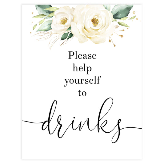 drinks baby shower table signs, White floral baby decor, printable baby table signs, printable baby decor, baby safari animals table signs, fun baby signs, baby safari animals fun baby table signs