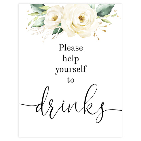 drinks baby shower table signs, White floral baby decor, printable baby table signs, printable baby decor, baby safari animals table signs, fun baby signs, baby safari animals fun baby table signs