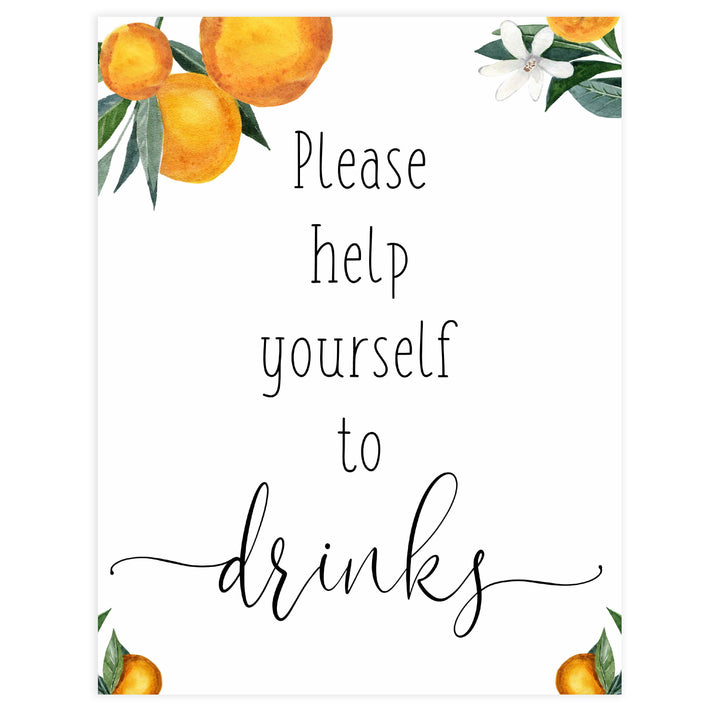 drinks baby shower table sign, Little cutie baby decor, printable baby table signs, printable baby decor, baby little cutie table signs, fun baby signs, baby little cutie fun baby table signs, citrus baby shower signs,