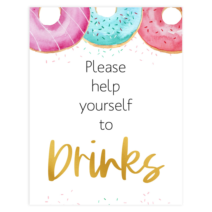 drinks baby shower sign, printable baby table signs, Donut baby decor, printable baby table signs, printable baby decor, baby sprinkles table signs, fun baby signs, baby donut fun baby table signs