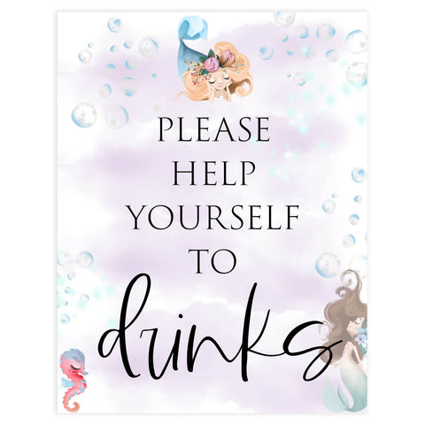 drinks baby table signs, Little mermaid baby decor, printable baby table signs, printable baby decor, baby little mermaid table signs, fun baby signs, baby little mermaid fun baby table signs