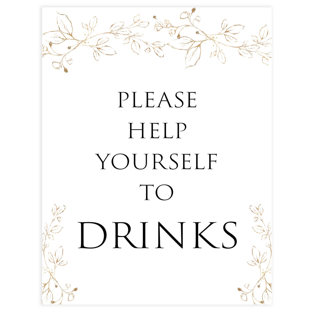 drinks table sign, Gold leaf baby decor, printable baby table signs, printable baby decor, baby gold leaf table signs, fun baby signs, baby gold leaf fun baby table signs