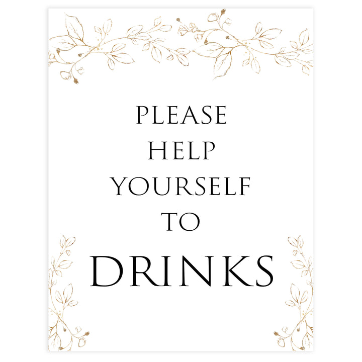 drinks table sign, Gold leaf baby decor, printable baby table signs, printable baby decor, baby gold leaf table signs, fun baby signs, baby gold leaf fun baby table signs