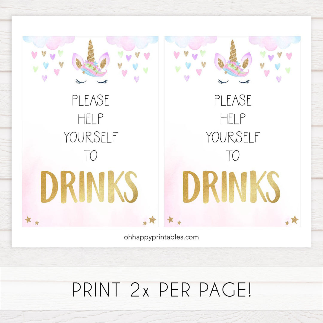 drinks baby table decor, Unicorn baby decor, printable baby table signs, printable baby decor, baby adventure table signs, fun baby signs, baby unicorn fun baby table signs
