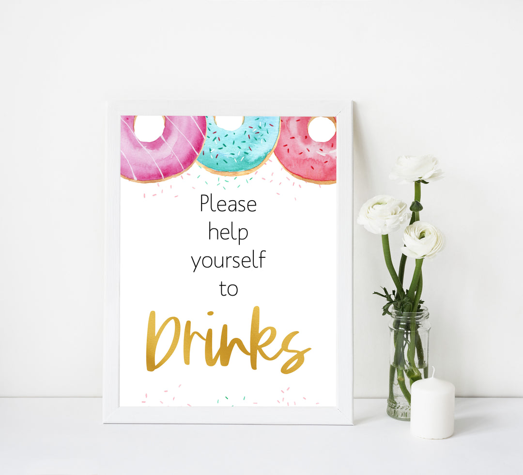 drinks baby shower sign, printable baby table signs, Donut baby decor, printable baby table signs, printable baby decor, baby sprinkles table signs, fun baby signs, baby donut fun baby table signs